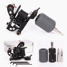 Coil Tattoo Machine Gun Kit Liner Self-lock Grip Silicone Cover Tips Supply