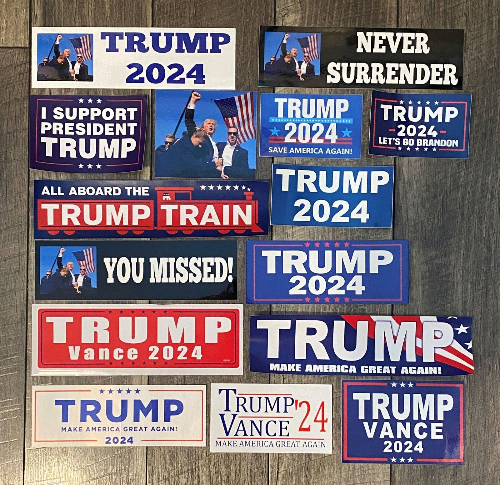 Calcomanías Trump 2024 Pack De 10 Pegatinas Para Parachoques Trump