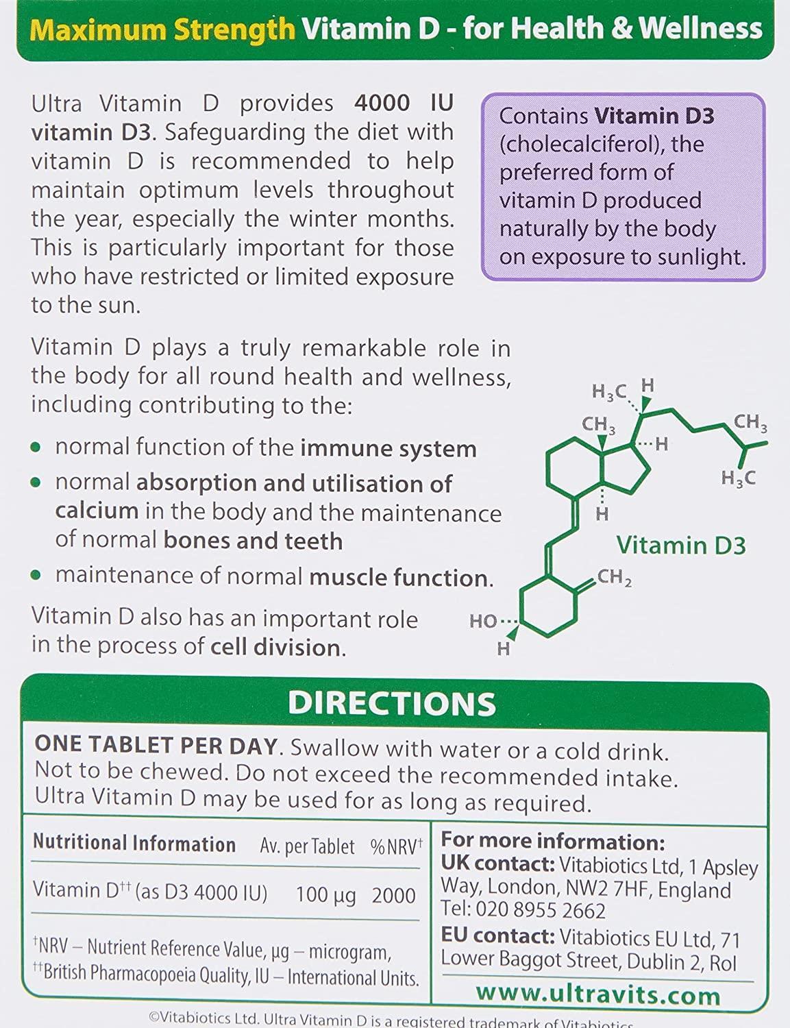 Vitabiotics Ultra Vitamin D3 4000 IU 96 Tablets eBay