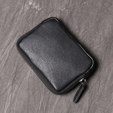 Men Leather Zipper Coin Purse Wallet Card Holder Compact Pocket Pouch