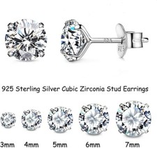 6 Pairs Stud Earrings Set,Clear Cubic Zirconia 316L Stainless Steel Earrings
