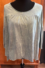 Anthropologie Eri + Ali Knit Top Swing Tee Acid Green Wash MEDIUM