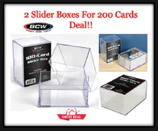 BCW 2-Piece Slider Boxes 100 Count Trading Cards Clear & Stackable 2 Packs DEAL