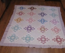 SINGLE WEDDING RING VINTAGE QUILT TOP, COTTON, 76" X 91", VERY NICE ONE