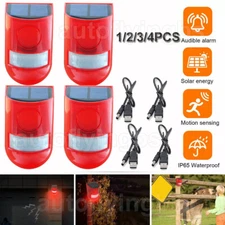 1/2/4PC Solar LED Alarm Light Solar Strobe Light Wireless Motion Sensor Detector