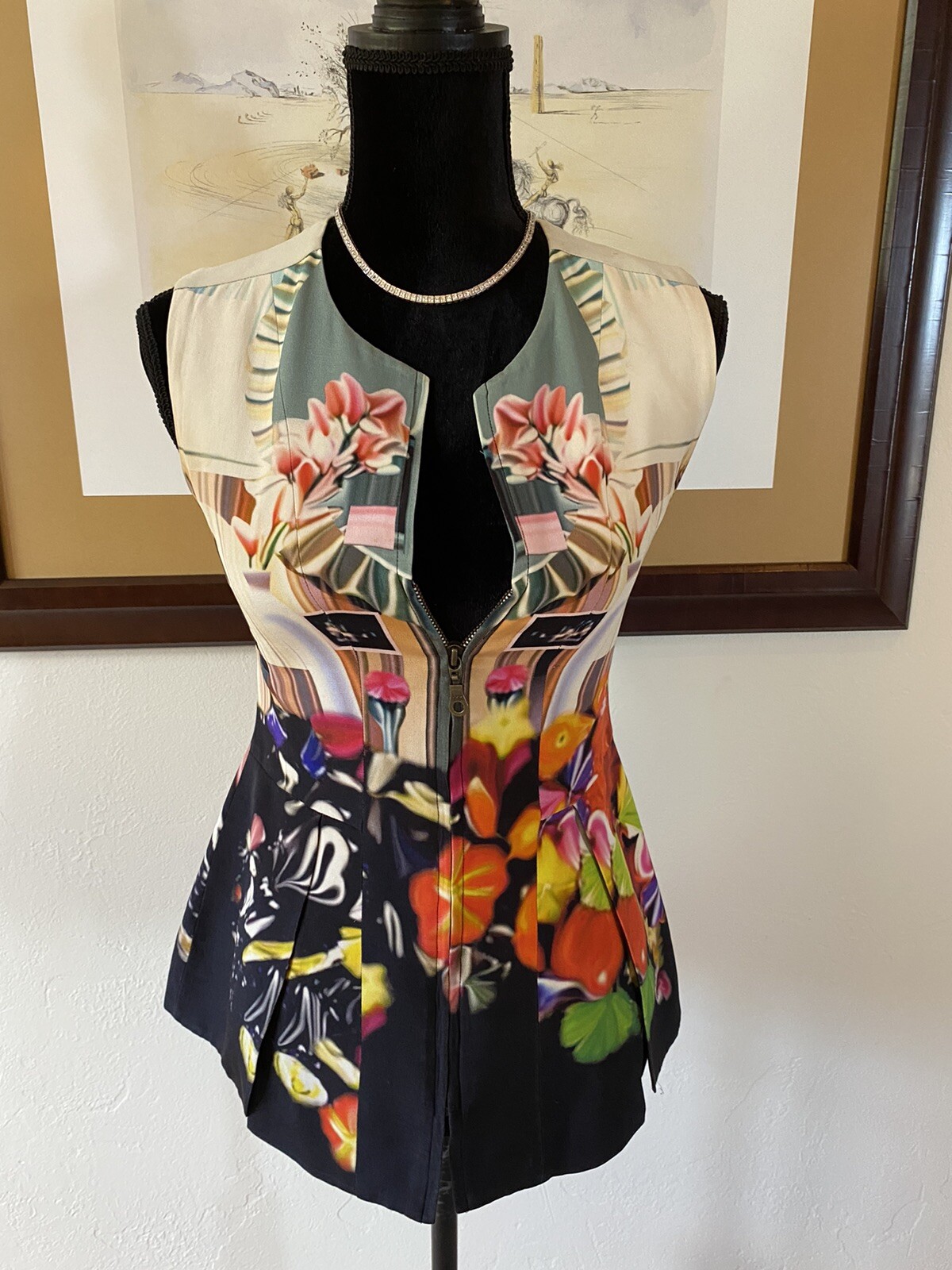 Mary Katrantzou Wearable Art Top w/ Front Zipper Clos… Gem