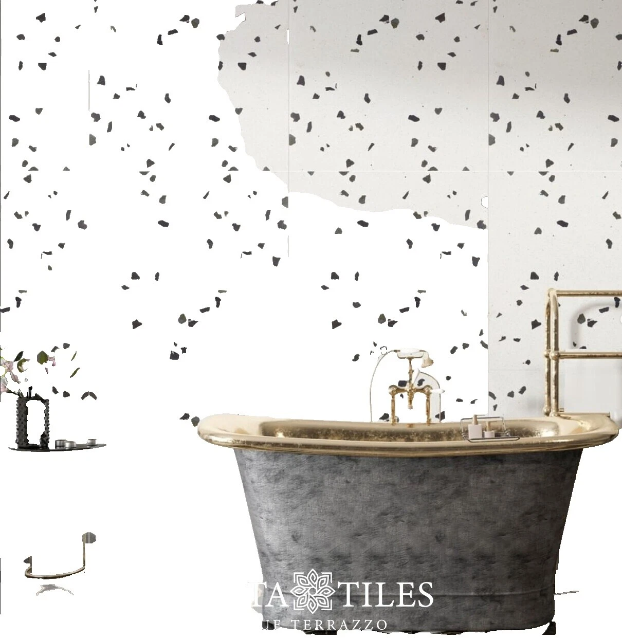 Piso de cachemira multicolor y azulejos de la pared