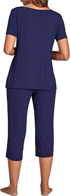 LYANER Women's Satin Pajama Set - Soft Short Sleeve Top & Shorts Lounge Wear