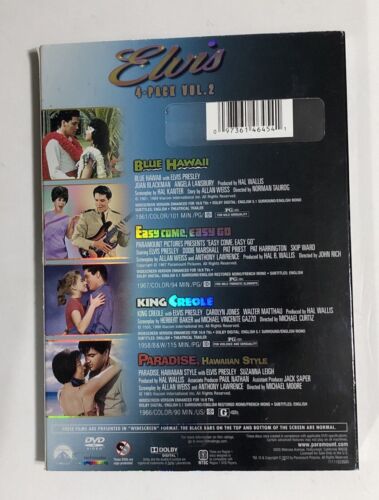 ELVIS 4-PACK VOL. 2 DVD BLUE HAWAII EASY COME EASY GO KING CREOLE PARAMOUNT 2012 - Imagen 2 de 5