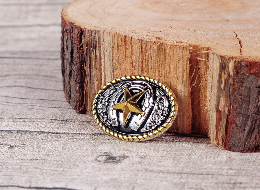 Conchos Belts 5-Piece Western Texas Star Concho Set - 29mm Silver & Gold Plated Saddles Rope Design For Belts, Hats & Jackets Cross Concho - Foto 11