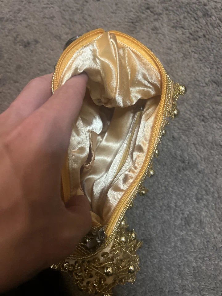 Bolso de mano Candice Los Angeles dorado brillo secuencia adornado brillante nuevo Foto 3 de 4