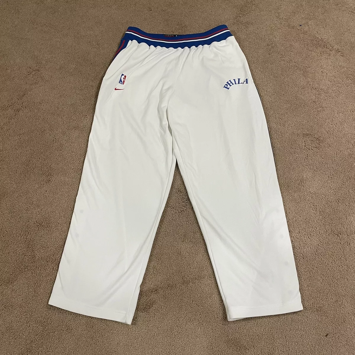 Nike NBA Philadelphia 76ers Snap Warm Up Pants - White - Mens XL