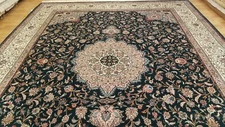 9' x 12' Emerald Green Hand Knotted 350 KPSI Masterpiece Wool Oriental Area Rug
