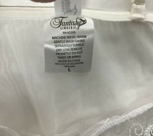 Fantasy Lingerie Vintage Large Sheer White Gown with Thong Panty - Picture 7 of 8