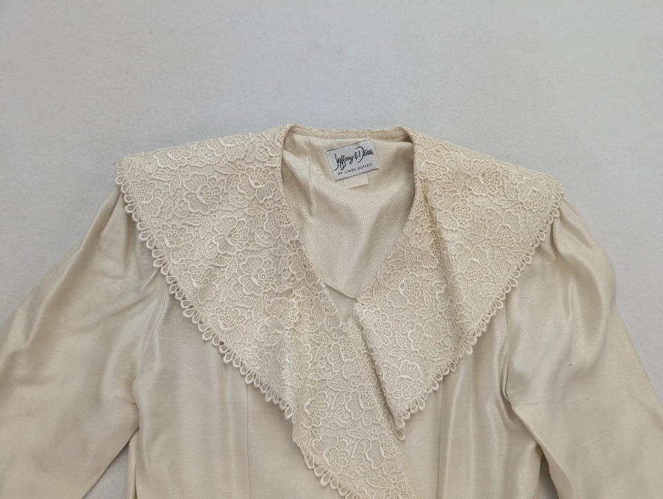 Traje Falda Jeffrey & Dara Vintage Años 80 Para Mujer Talla 9/10 Marfil Crema DEFECTOS Foto 3 de 4