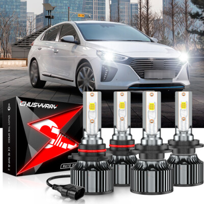 4pcs LED Headlight Bulbs High/Low Beam 6500K For Hyundai Elantra 2017-2018