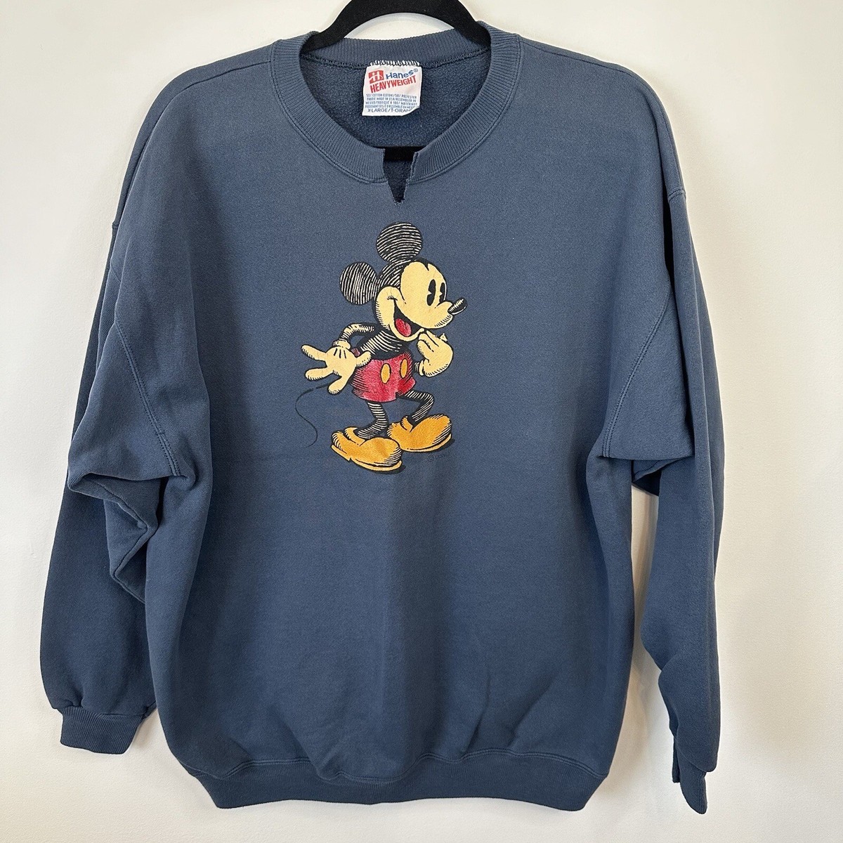 トップス 90s hanes mickey heavyweight sweat print Vtg Mickey Mouse Sweatshirt Unisex XL Hanes Heavyweight 90's