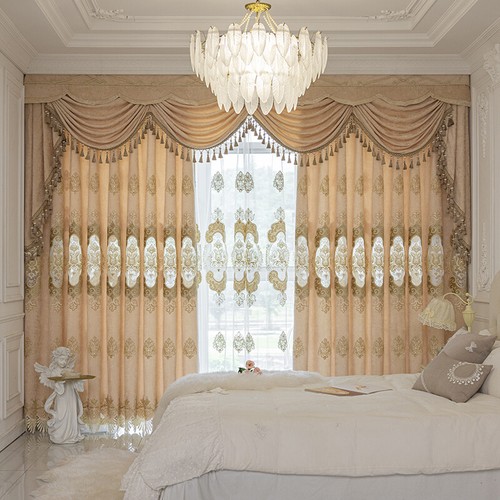 luxury European Embroidery chenille thick shade curtain valance tulle M1672 - Picture 2 of 12