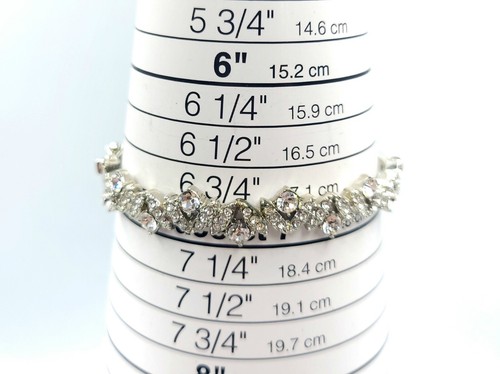 Givenchy Silver Tone Crystal Pave Hinged Bangle Bracelet Safety Clasp - Picture 4 of 6