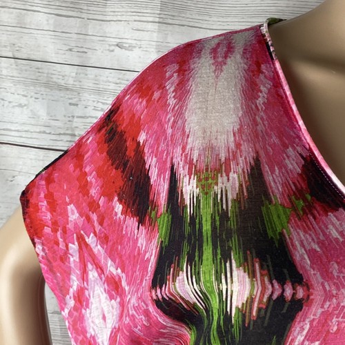 H&M Flutter Sleeve T-Shirt Large Pink Tye Dye Floral V-Neck Lightweight Casual - Picture 3 of 12