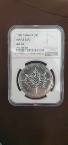 1988 Canada 5 Dollars Silver Maple Leaf MS63