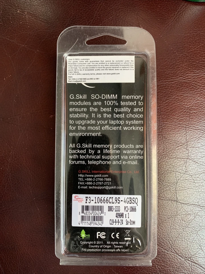 G.SKILL 4GB SO-DIMM RAM Module DDR3-1333 F3-10666CL9S-4GBSQ Memory NEW - Image 2 of 2