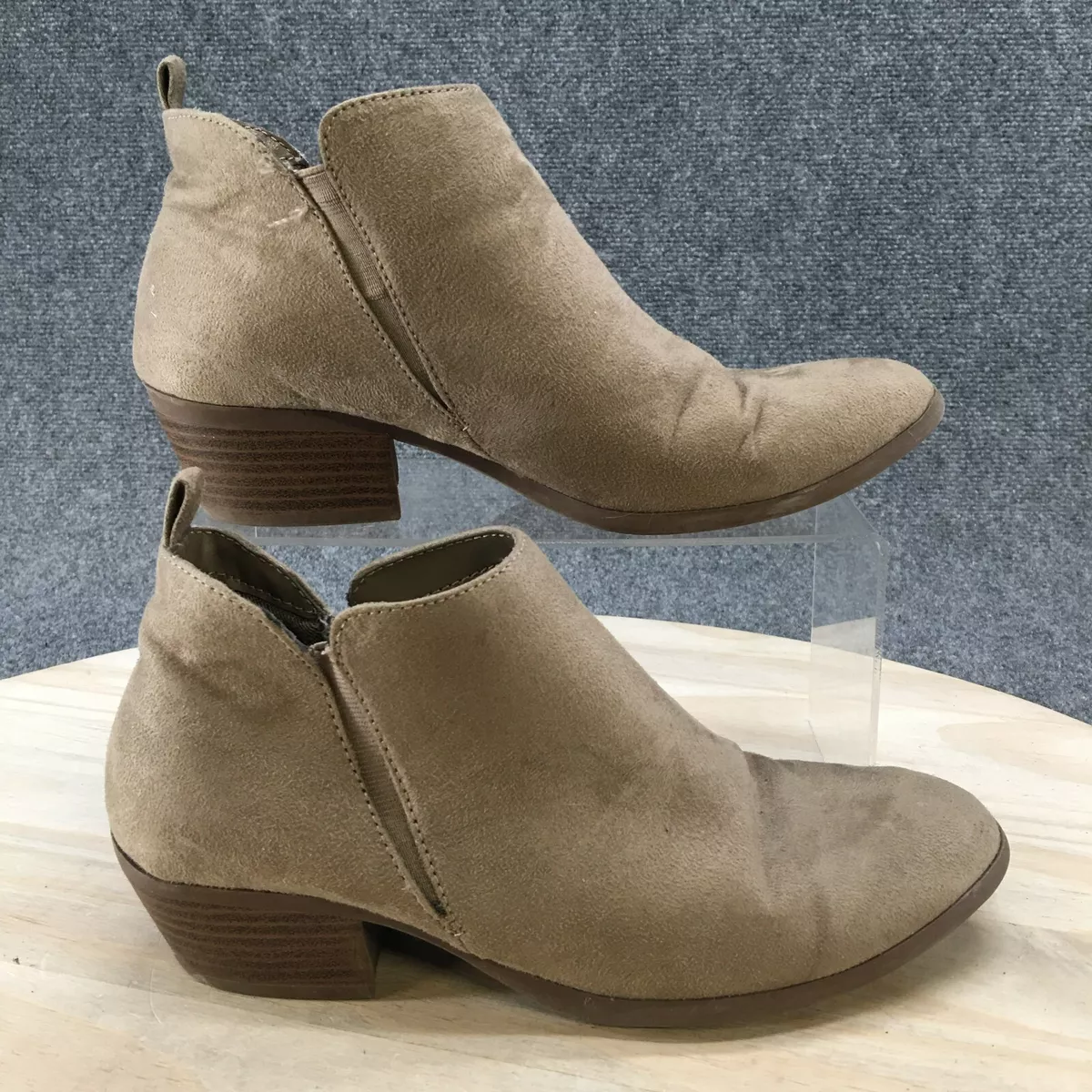 American Eagle Boots Womens 7 Ankle Booties Tan Suede Block Heels