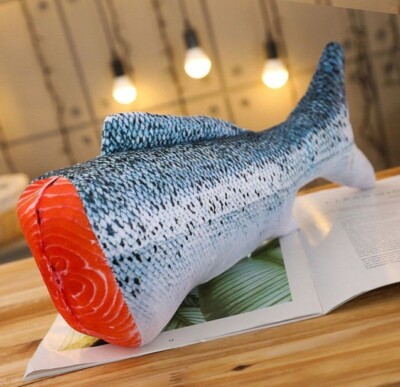 Salmon Fish Tail 16'' Pillow Stuffed Animal Plush Toys Toddler Doll Kids Gifts