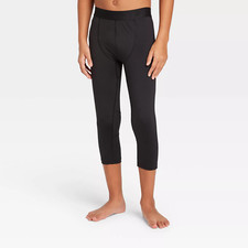 Boys' 3/4 Fitted Performance Tights All in Motion Black Size Small