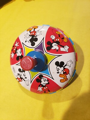Vintage Straco Walt Disney Mickey Mouse Metal Tin Spinning Toy Top 1978 WDP