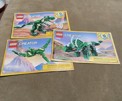 Lego Creator Mighty Dinosaur 3in1 3 Instruction Manual Books Set