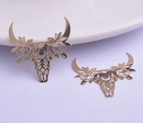 Cuernos de calavera boho 29 mm - Dijes de pendientes de filigrana - Imagen 10 de 22