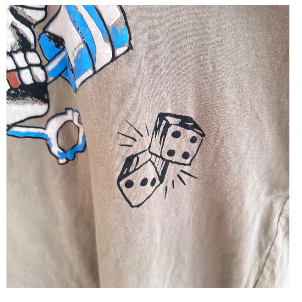 Camiseta De Colección Y2K Ed Hardy Gráfica Diseño Calavera Dados Manga Corta Top Talla XL Foto 4 de 4