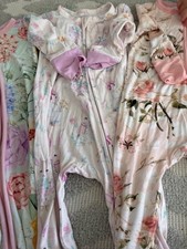 Three Pairs Posh peanut Convertible Sleepers Pajamas Bamboo Size 6-9 Months EUC
