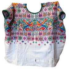 Vintage Mayan Huipil Blouse Comalapa Guatemala Handwoven Embroidered Textile