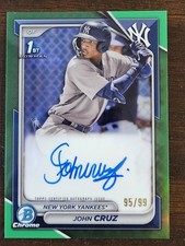 2024 Bowman - Chrome Prospect Autographs John Cruz #CPA-JCZ Green Refractor /99