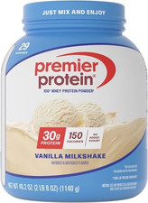 Premier Protein Whey Powder, Vanilla Milkshake, 30g Protein, 40.2 oz 29 Serving