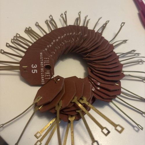 Vintage Numbered 1-50 File Key Tags-“Must Not Be Loaned” New Old Stock Free Ship - Picture 3 of 5