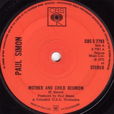 Paul Simon - Mother And Child Reunion (7'', Single, Sol)