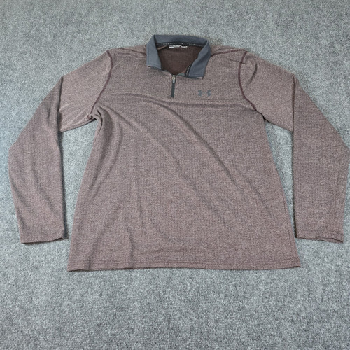 Under Armour Shirt Men Large Maroon Pullover Quarter Zip Performance Threadborne