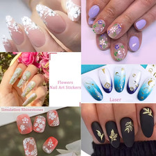 4 different sheets Nail Art Stickers, 3D Self-Adhesive NailMulticolor