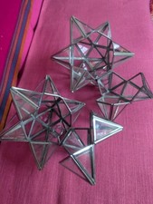 Set of Two Moravian Star Pendant Ceiling Glass Light Shade Lampshade VGC