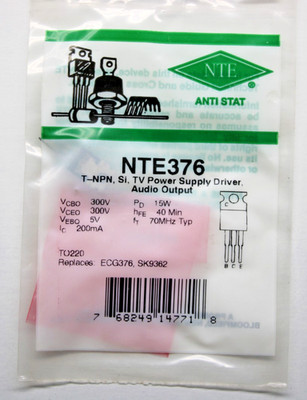 NTE376, NPN Silicon TV Power Supply Driver/Audio Transistor ~ TO-220 (ECG376)