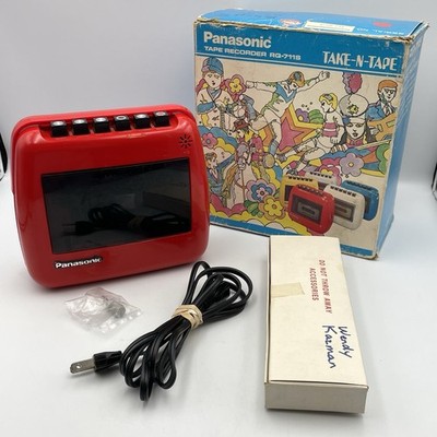 Vintage 1970s Panasonic RQ-711S Cassette Recorder Take-N-Tape Red
