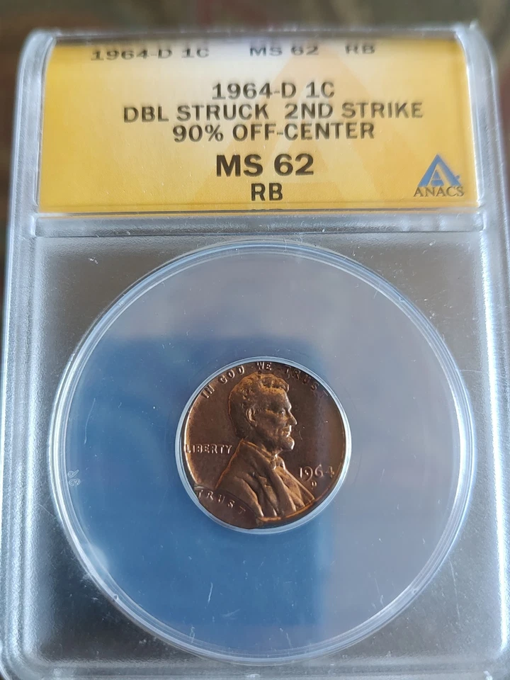 1964-D Struck 75% OFF CENTER STRIKE MINT ERROR Lincoln Cent Bronze Copper Penny - Image 2 of 4
