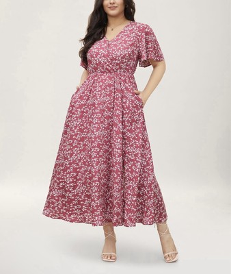 NWT 28/5X BloomChic Bloom Dress Flutter Sleeve Ditsy Floral Pocket Split  Hem | eBay