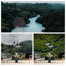 3D Forest River Green Self-adhesive Wallpaper Removable Wallpaper Wall Mural