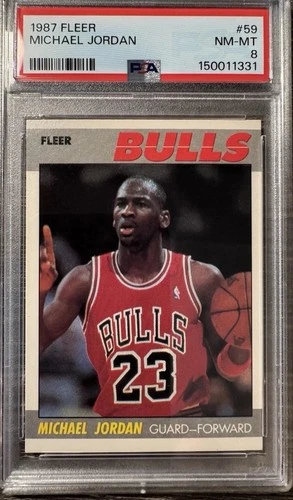 1987 Fleer Basketball Card Michael Jordan #59 PSA 8 Near Mint