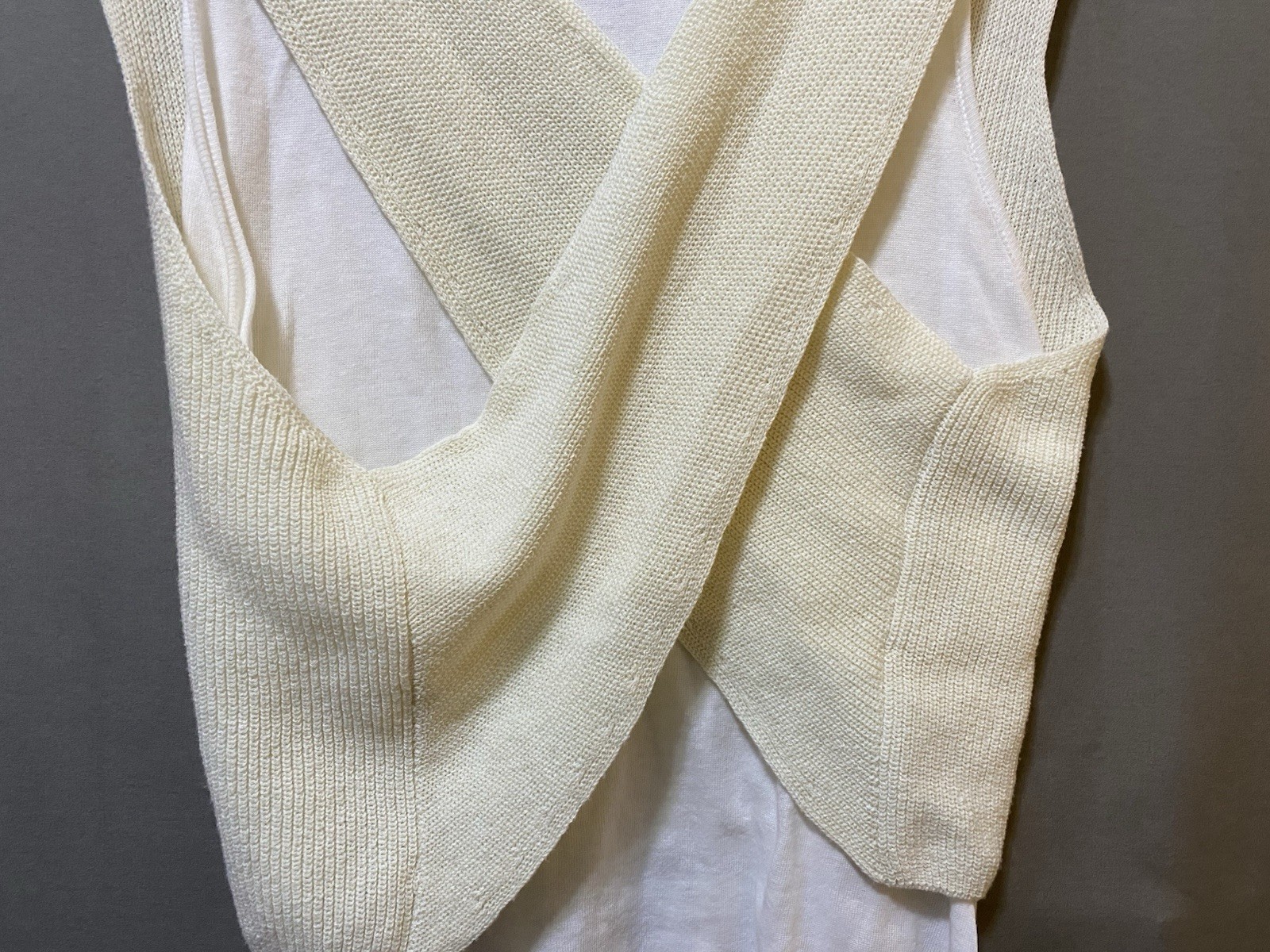 NWOT ZARA Women Sleeveless Layered-Look Faux 2-Piece Knit Top Size L White/Cream thumbnail 9