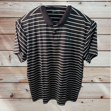 Under Armour HeatGear Short Sleeve Polo Shirt Black White Gray Stripe Size 3XL